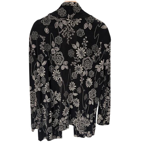 Vikki Vi Woman Open Front Black Cardigan - Jacket with Floral Print size 3X - Picture 2 of 10